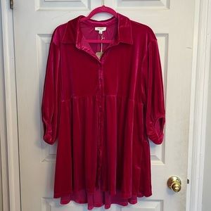 Umgee USA brand Magenta Velvet dress with buttons